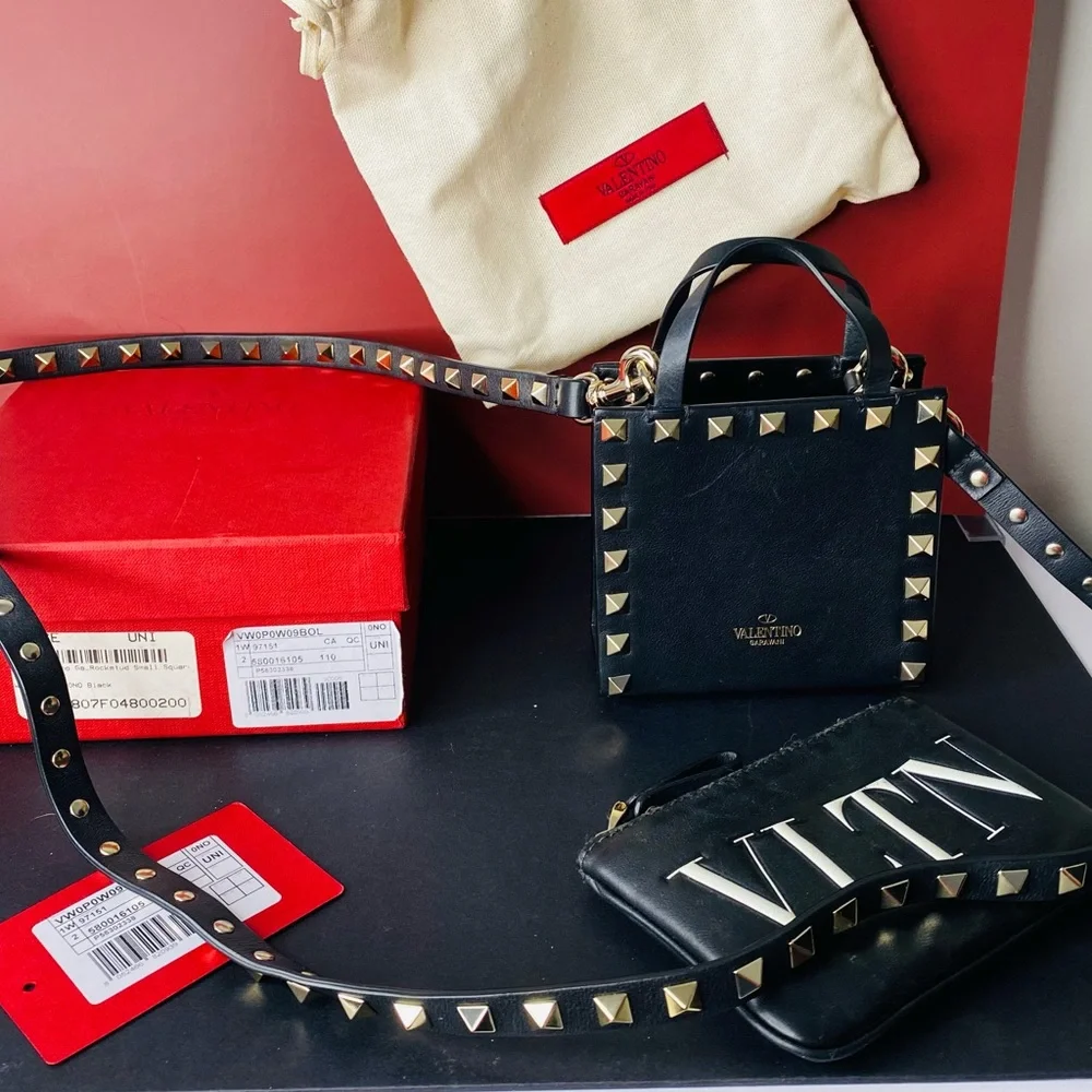 Valentino Garavani Black Mini Bag with Gold Studs - Picture 6 of 16
